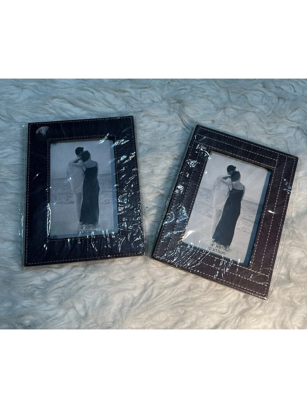 2 Brown Leather Photo Frames 4”x 6”
